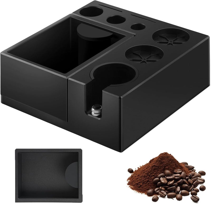 PUSEE Espresso Knock Box & Tamp Station, 9 in 1 Espresso Organizer, Fit 51,54,58MM Tamper, Distributor, Portafilter & Puck Screen Accessories, Detachable Knock Box - Image 1